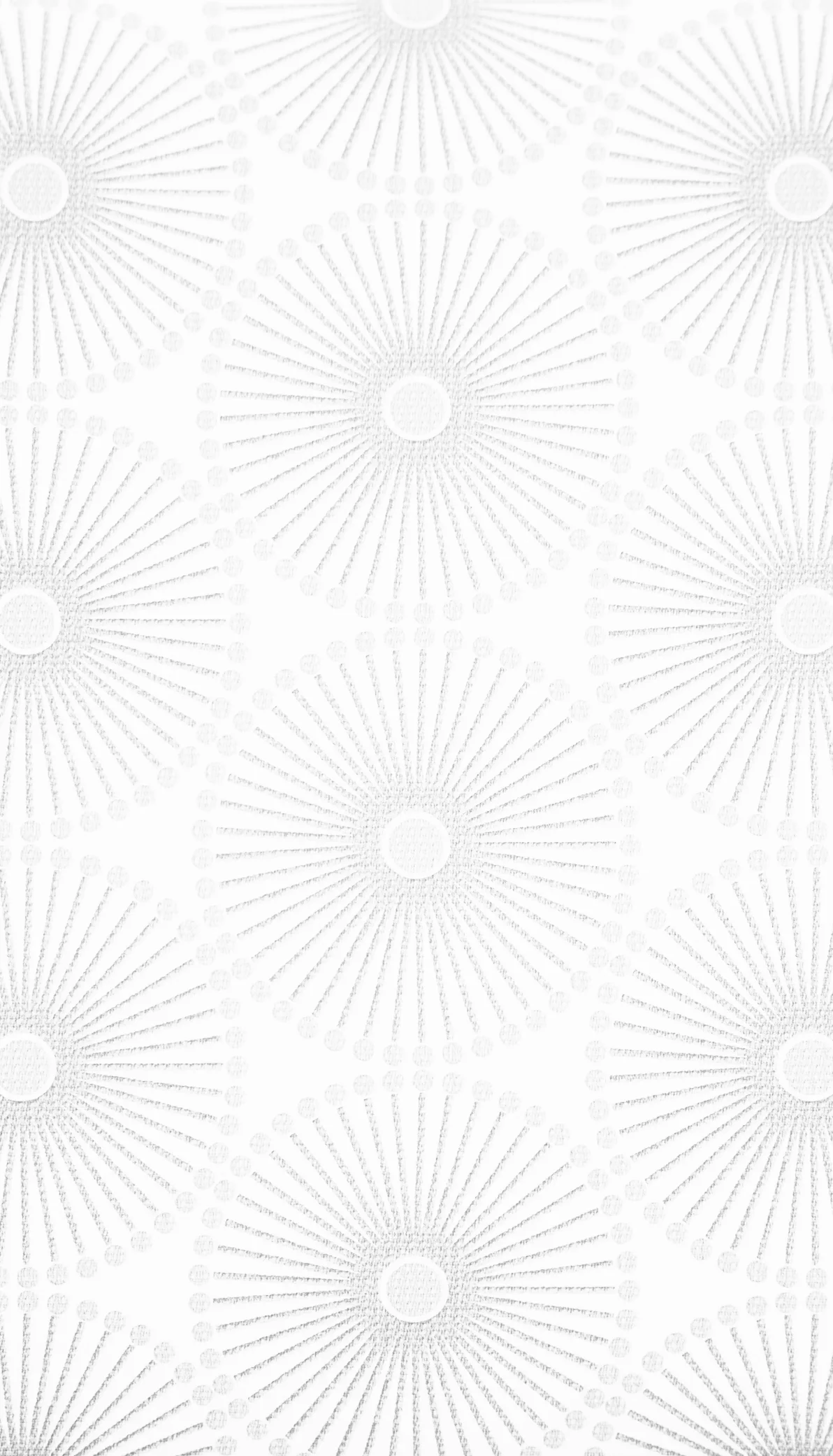 White textured wallpaper with radiating sunburst pattern creating geometric dimensional design on wall surface