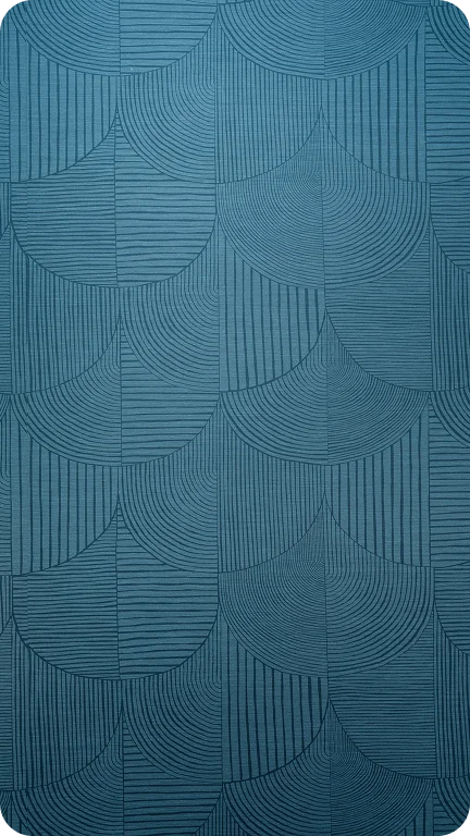 Teal geometric patterned wallpaper with circular and linear embossed texture in modern minimalist style